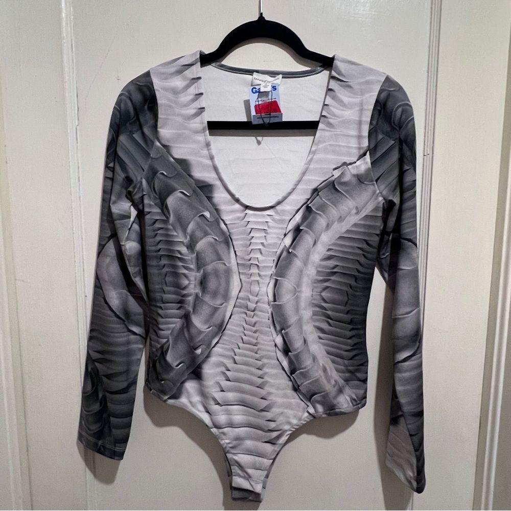 Making the Cut Women's Medium NWT Gray Long Sleeve Bodysuit Dance Dancewear